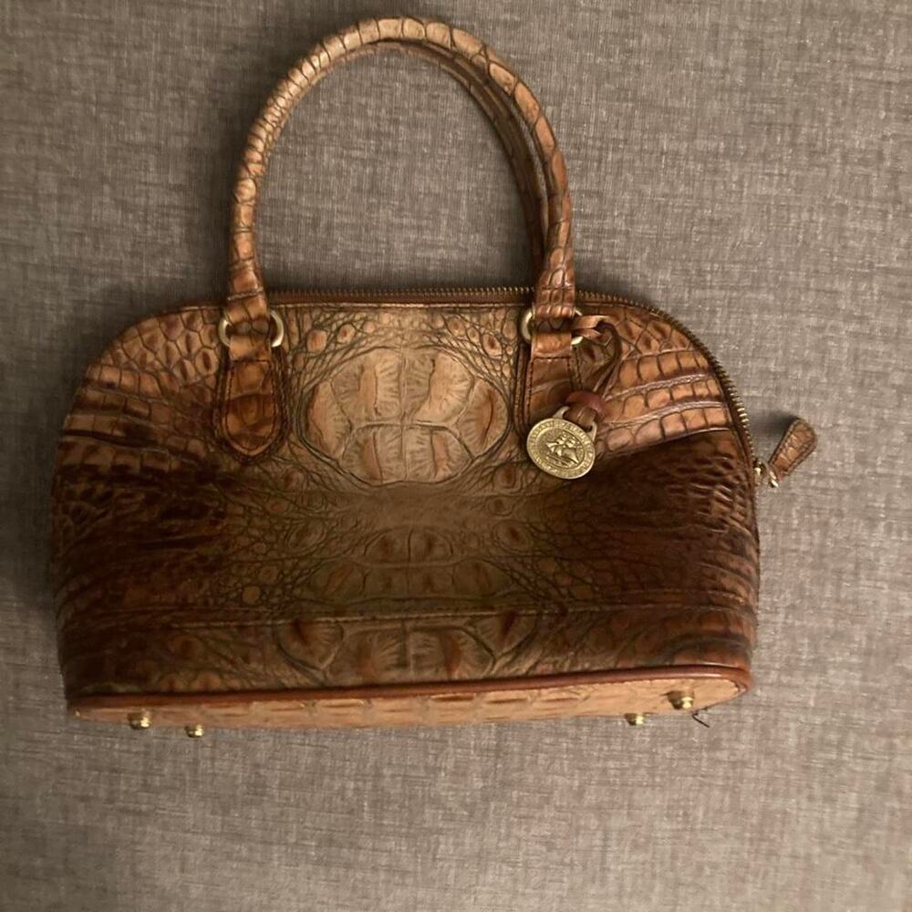 Brown crocodile skin texture handbag